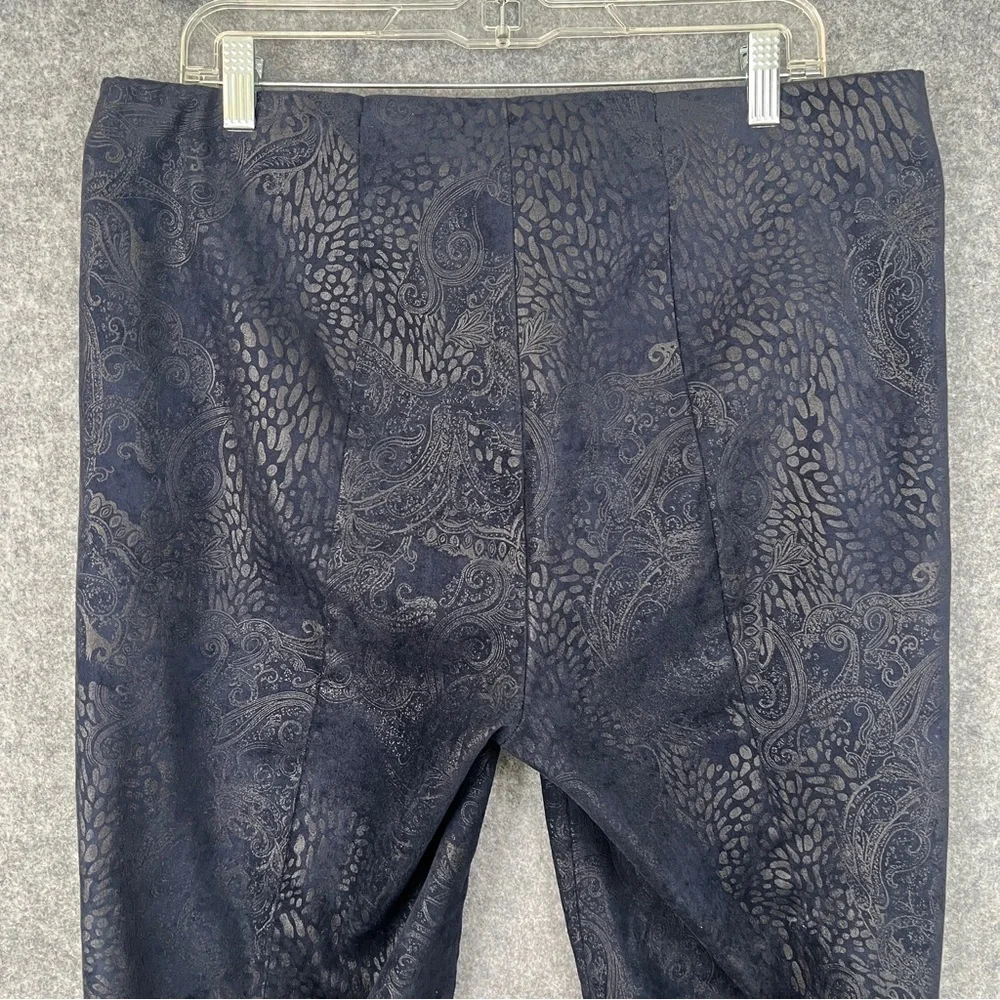 ROBELL Marie Slim Fit Trousers Paisley Jacquard Dark Blue Women's Size US 14